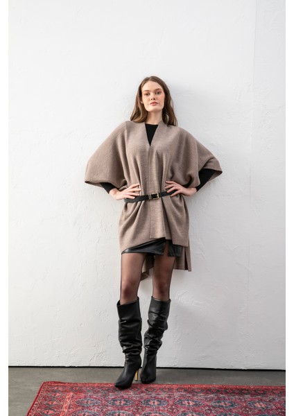 Kadın Kemerli Triko Panço / Pelerin – Şık ve Rahat Panço, Triko Panço