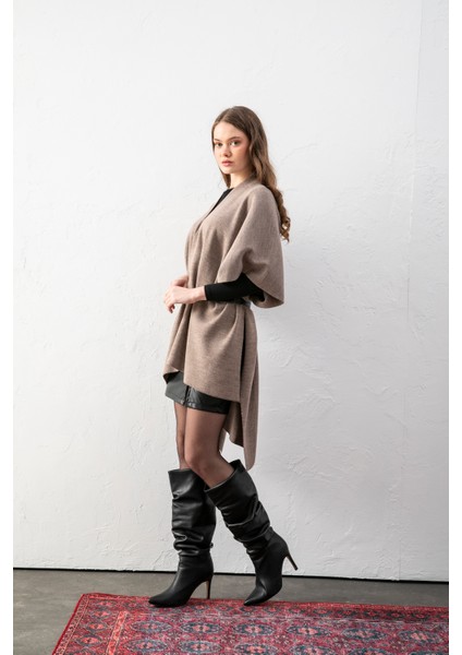 Kadın Kemerli Triko Panço / Pelerin – Şık ve Rahat Panço, Triko Panço