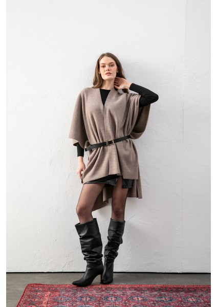 Kadın Kemerli Triko Panço / Pelerin – Şık ve Rahat Panço, Triko Panço