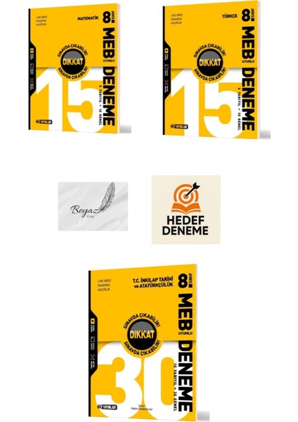 Hız 8.sınıf Meb Uyumlu 15LI Matematik Türkçe 30LU Inkılap Deneme Hedef Deneme