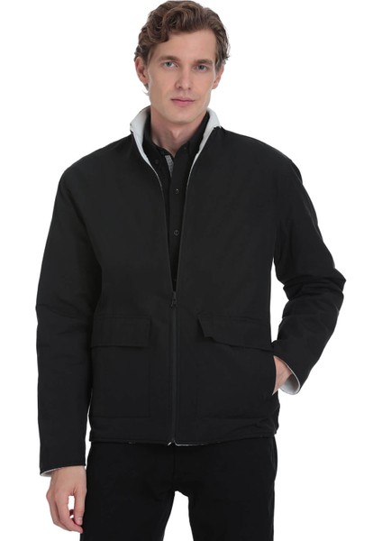 Beyaz Regular Fit Yarım Balıkçı Yaka Baharlık Mont