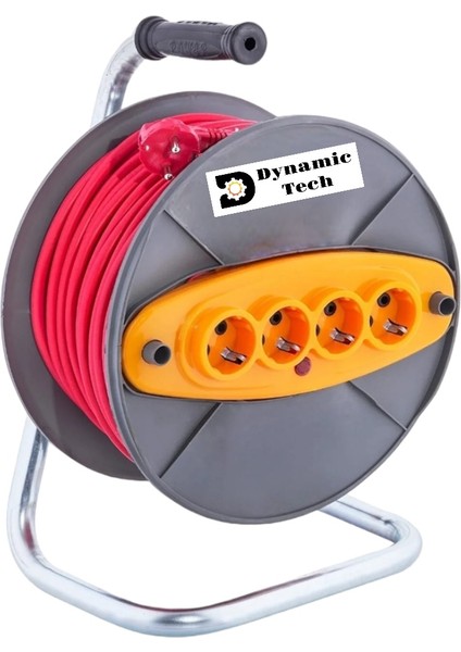 20 Metre 3x2.5 Makaralı Seyyar Uzatma Kablosu 4 Prizli (Dörtlü) Makara Kablo