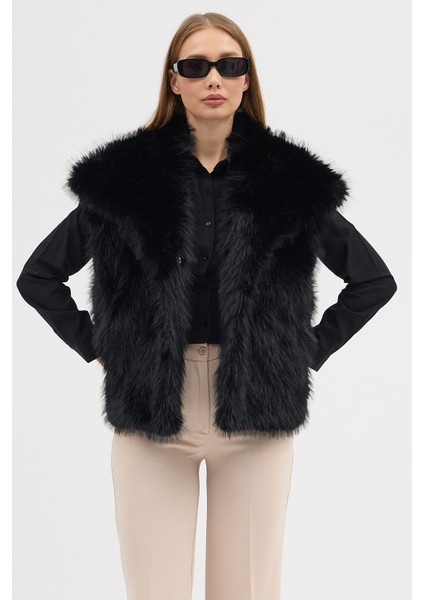 Kadın Premium Yakalı Suni Kürk Yelek