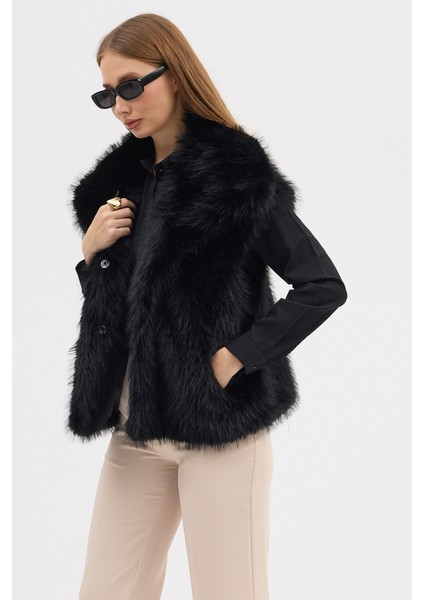 Kadın Premium Yakalı Suni Kürk Yelek indirimleri