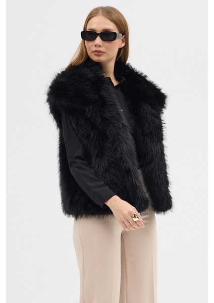 Kadın Premium Yakalı Suni Kürk Yelek