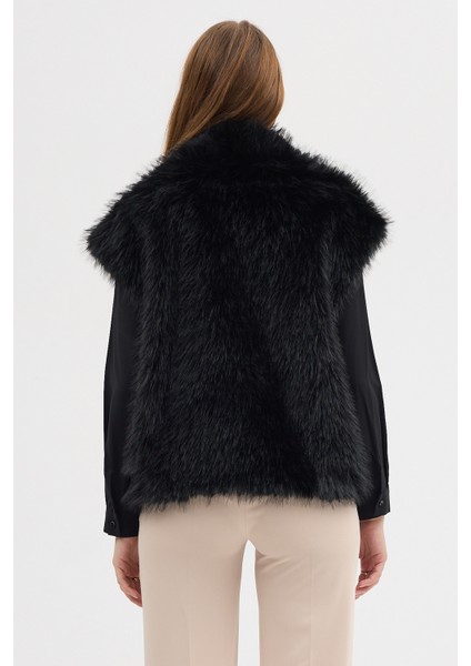 Kadın Premium Yakalı Suni Kürk Yelek