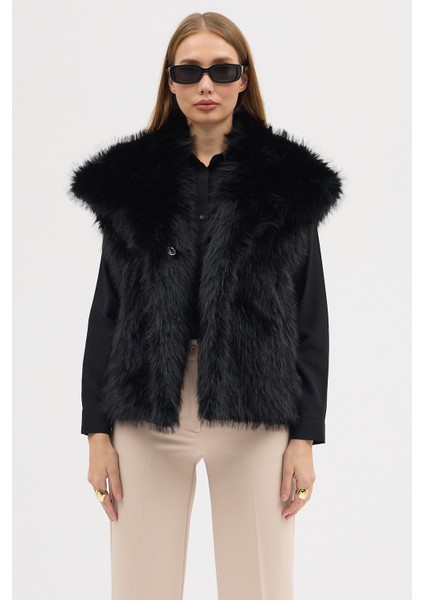 Kadın Premium Yakalı Suni Kürk Yelek