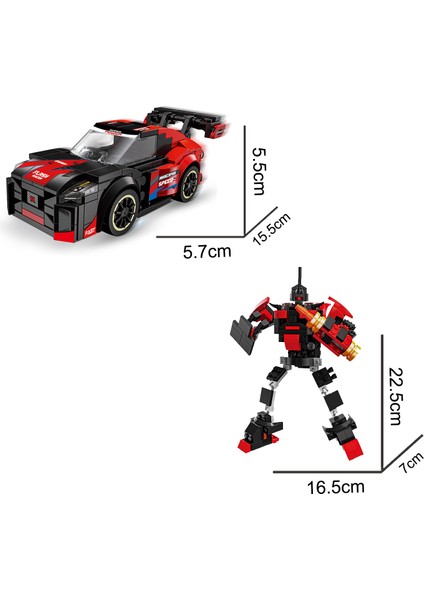 Çek Bırak Dönüşebilen 2in1 Blok Arabalar - Kırmızı Siyah 191 Parça fiyatları