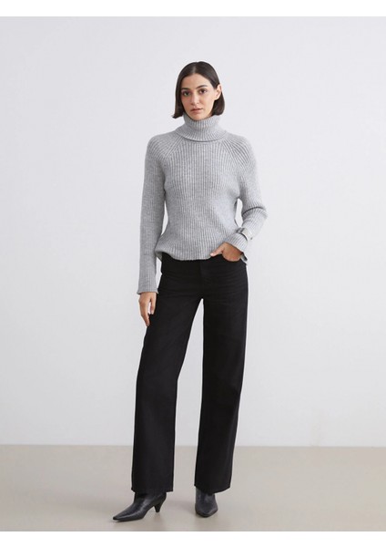 Lcw Vision Siyah Wideleg Kadın Jean Pantolon