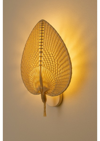 Bohem Doğal Bambu Duvar Apliği, El Yapımı, E27 Uyumlu, Salon/koridor/yatak Odası, 30X38 cm