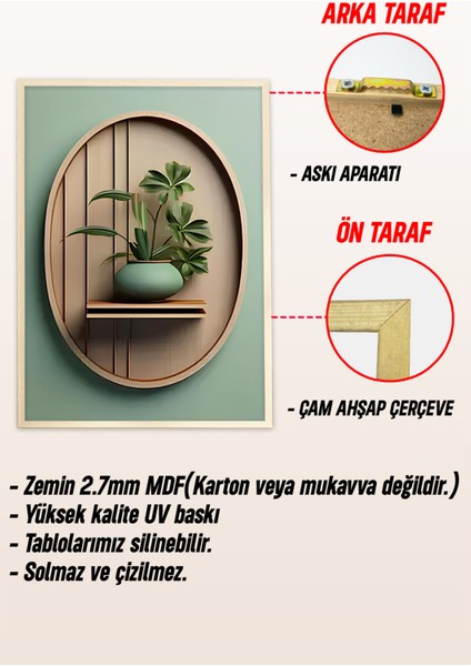 🌿 Modern Bitki Vazoları Temalı 3’lü Çerçeveli Tablo Seti🌿 CRV1094 23 x 32