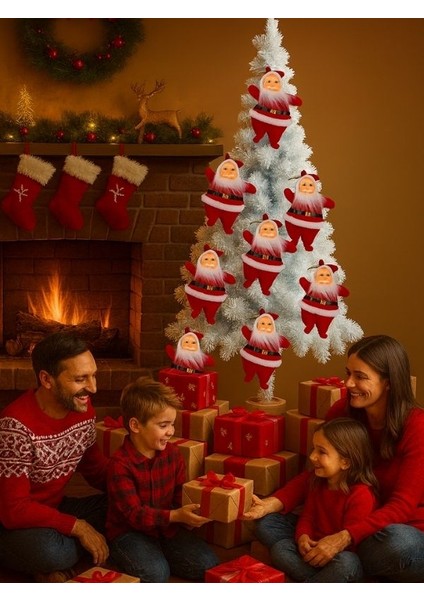 12CM Neşeli Noel Babalar – 5’li Ağaç Süsü Seti-Ho Ho Ho! Noel Baba Takımı 5 Adet