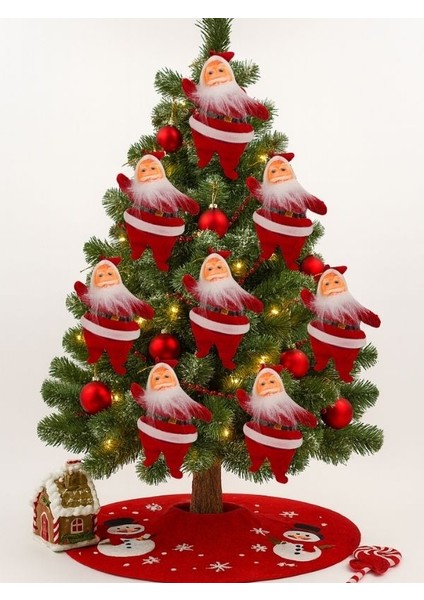 12CM Neşeli Noel Babalar – 5’li Ağaç Süsü Seti-Ho Ho Ho! Noel Baba Takımı 5 Adet modelleri
