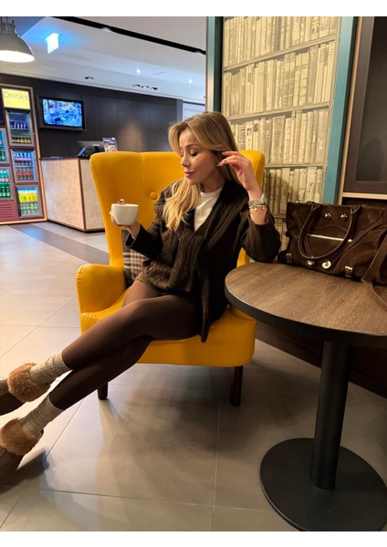 Kahve Atkılı Saç Örgüsü Hırka fiyatları