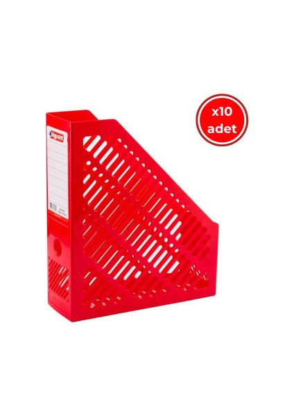 Plastik Kutu Klasör, 10 Adet, Dikey - Yatay, A4 - A5, Kırmızı