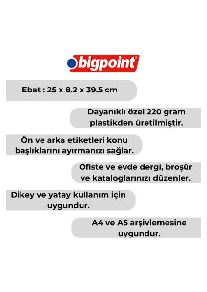 Plastik Kutu Klasör, 10 Adet, Dikey - Yatay, A4 - A5, Kırmızı modelleri
