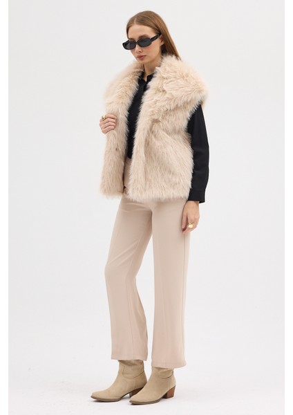 Kadın Premium Yakalı Suni Kürk Yelek