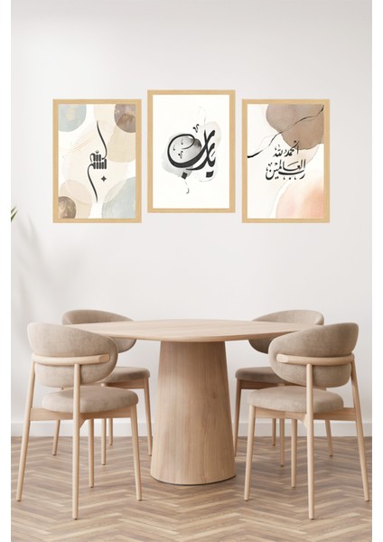 🌙 Minimal Arapça Hat Yazılı 3’lü Modern Çerçeve Görünümlü Tablo Seti 🌟 CRVS1088 13 x 17 fiyatları