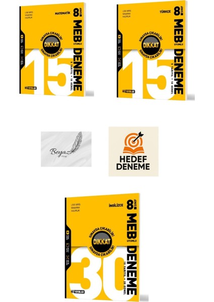 Hız 8.sınıf Meb Uyumlu 15LI Matematik Türkçe 30LU Ingilizce Deneme Hedef Deneme