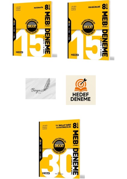Hız 8.sınıf Meb Uyumlu 15LI Matematik Fen 30LU Inkılap Deneme Hedef Deneme