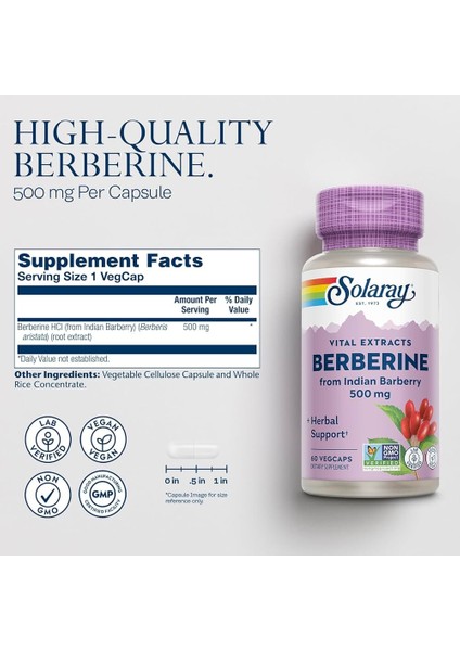 , Vital Extracts, Berberine, 500 Mg, 60 Vegcaps