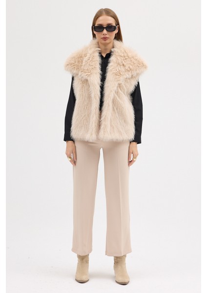 Kadın Premium Yakalı Suni Kürk Yelek