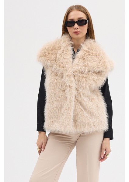 Kadın Premium Yakalı Suni Kürk Yelek