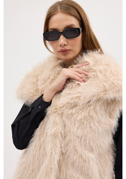 Kadın Premium Yakalı Suni Kürk Yelek