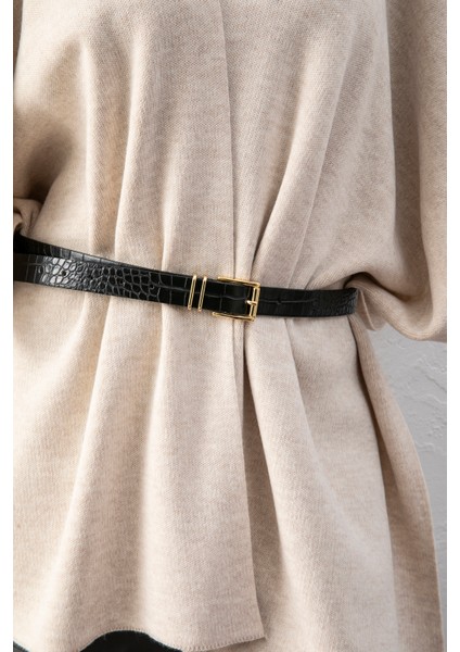 Kadın Kemerli Triko Panço / Pelerin – Şık ve Rahat Panço, Triko Panço modelleri