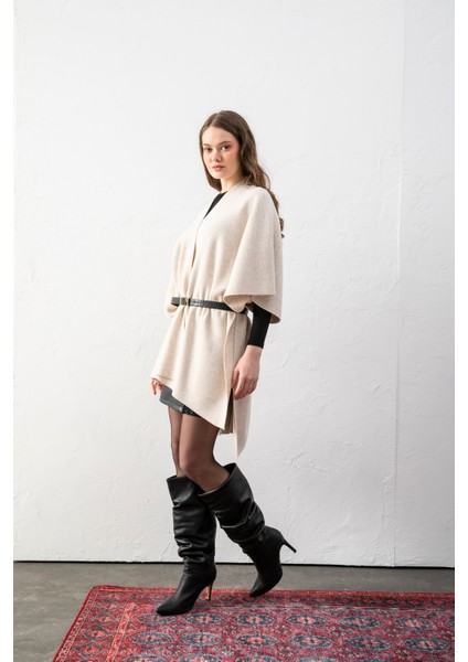 Kadın Kemerli Triko Panço / Pelerin – Şık ve Rahat Panço, Triko Panço