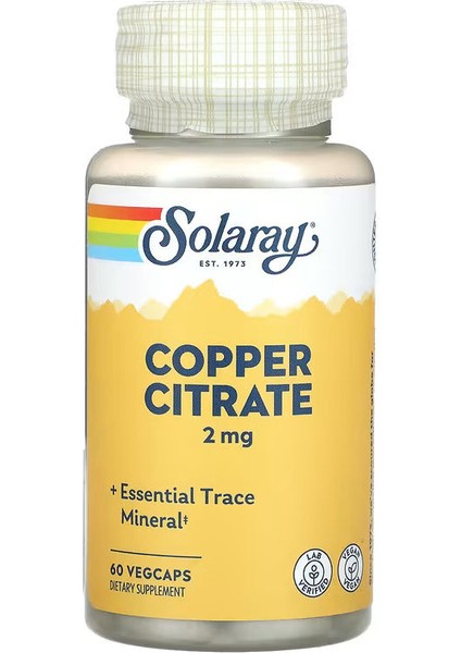 Biocitrate Copper Bakır Citrate Mineral 2 Mg 60 Caps