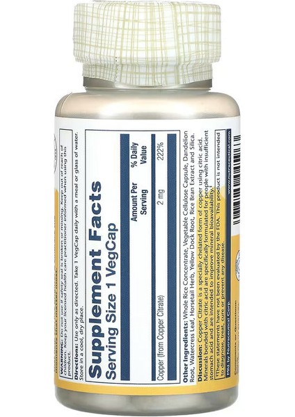 Biocitrate Copper Bakır Citrate Mineral 2 Mg 60 Caps fiyatları