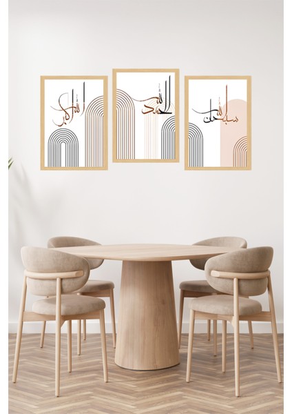 🌙 Allahu Ekber – Elhamdulillah – Sübhanallah Yazılı Modern Çerçeve Görünümlü Tablo Seti 🌟 CRVS1076 13 x 17 fiyatları