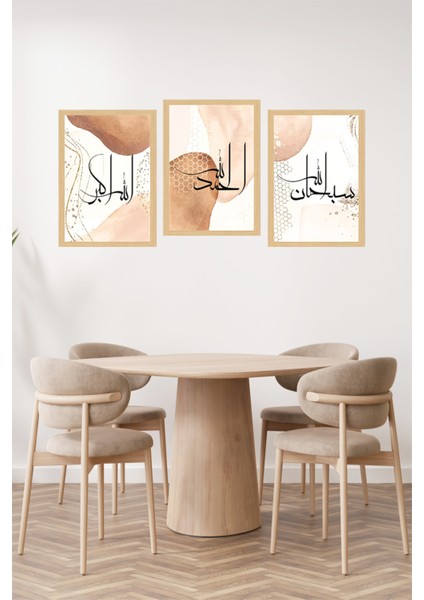 🌿 Sabır – Şükür – Tevekkül Yazılı 3’lü Çerçeve Görünümlü Tablo Seti 🌟 CRVS1083 13 x 17 fiyatları