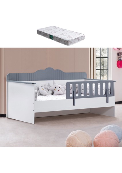 Karyola, Flower Montessori Karyola - Antrasit + 1 Adet Comfort Yatak