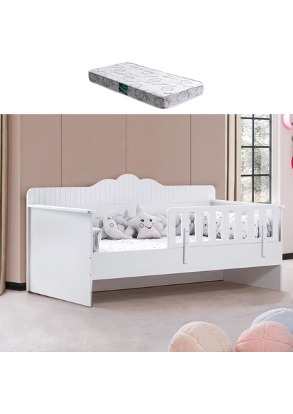 Karyola, Flower Montessori Karyola - Beyaz + 1 Adet Comfort Yatak