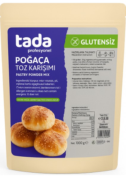 Profesyonel Glutensiz Poğaça Toz Karışımı 250 gr x 12 Adet