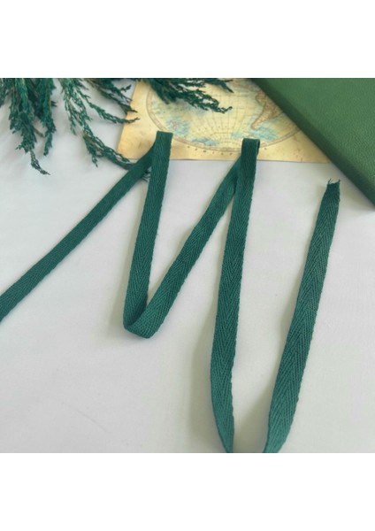 Dar Dokuma Şerit Balıksırtı / 10 Metre Yeşil Kenar Süsleme Dikiş Kapatma Şeridi
