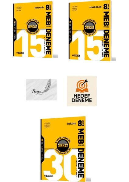 Hız 8.sınıf Meb Uyumlu 15LI Matematik Fen 30LU Ingilizce Deneme Hedef Deneme