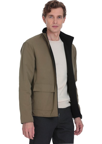 Siyah Regular Fit Yarım Balıkçı Yaka Baharlık Mont