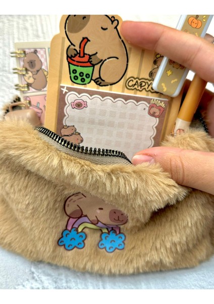 Gökkuşağı Capybara Pofuduk Peluş Çanta Kahverengi / Kalemlik / Toparlayıcı / Kalem Kutu fiyatları