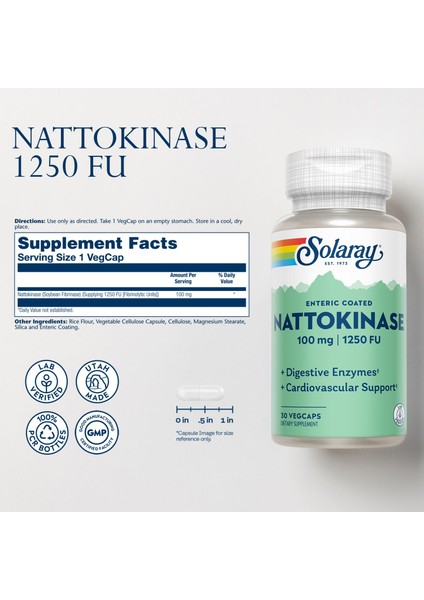 , Nattokinase,(Soya Fasulyesi Fibrinazı) 100 Mg, 1,250 Fu, 30 Vegcaps fiyatları