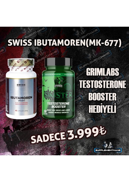 Ibutamoren MK677 45 Caps + Grimlabs Sinister Testo Booster 30 Caps