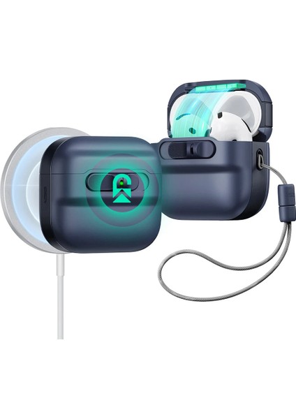 Apple Airpods 4 (4.nesil) Pulse Flicklock Magsafe Şarj Destekli Kilitli Kılıf