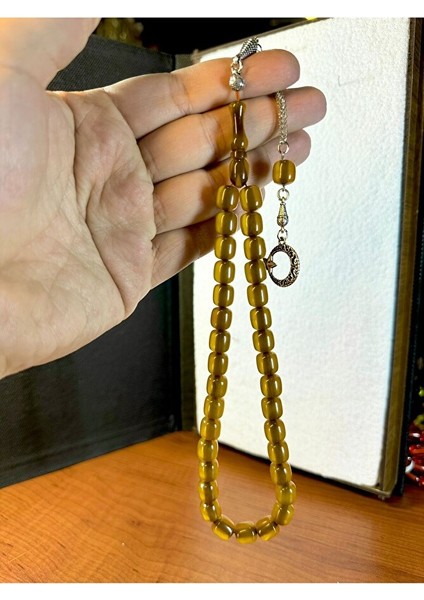 Sıkma Çubuk Kehribar Tesbih Sarı Renkli Kapsül Kesim T-165 modelleri