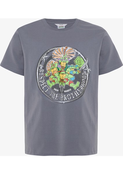 Erkek Ninja Kaplumbağalar Slogan Baskılı Kısa Kollu Pijama Takımı