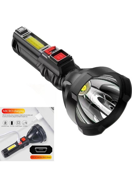 GS-830 El Feneri Şarjlı LED + Cob LED