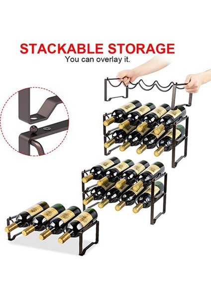 Santkuee Katmanlı Istiflenebilir Şarap Rafı, Küçük Şarap Depolama Tutucu Şarap Rafı Bağımsız Tutun 12 Şişe Mutfak Tezgahı Için (Yurt Dışından) fiyatları