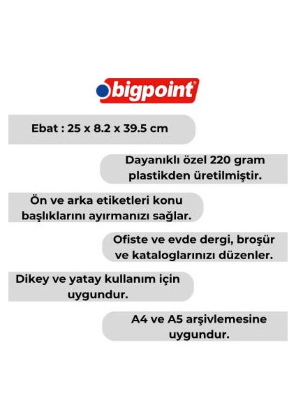 Plastik Kutu Klasör, 10 Adet, Dikey - Yatay, A4 - A5, Mavi modelleri