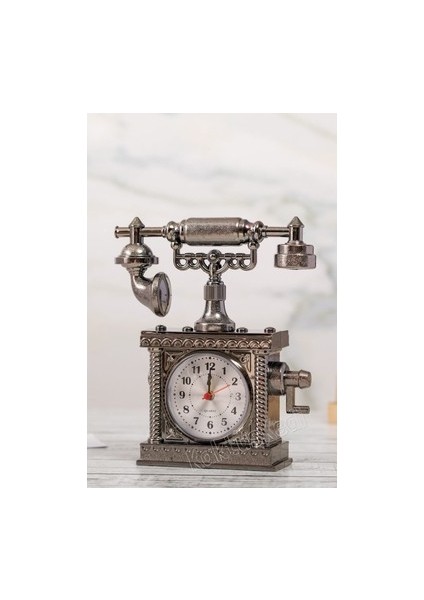 Telefon Model Nostaljik Dekoratif Masa Saati | Çalar Saat 7173251
